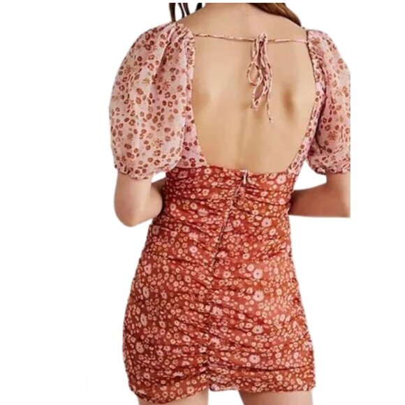 FREE PEOPLE X Revolve Tessa Dress - Tea Primrose Rouched Sz: S Floral - Picture 2 of 13